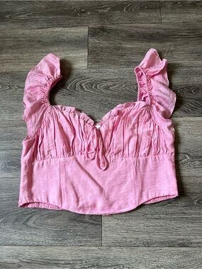 Altard State Pink Ruffle Crop Top